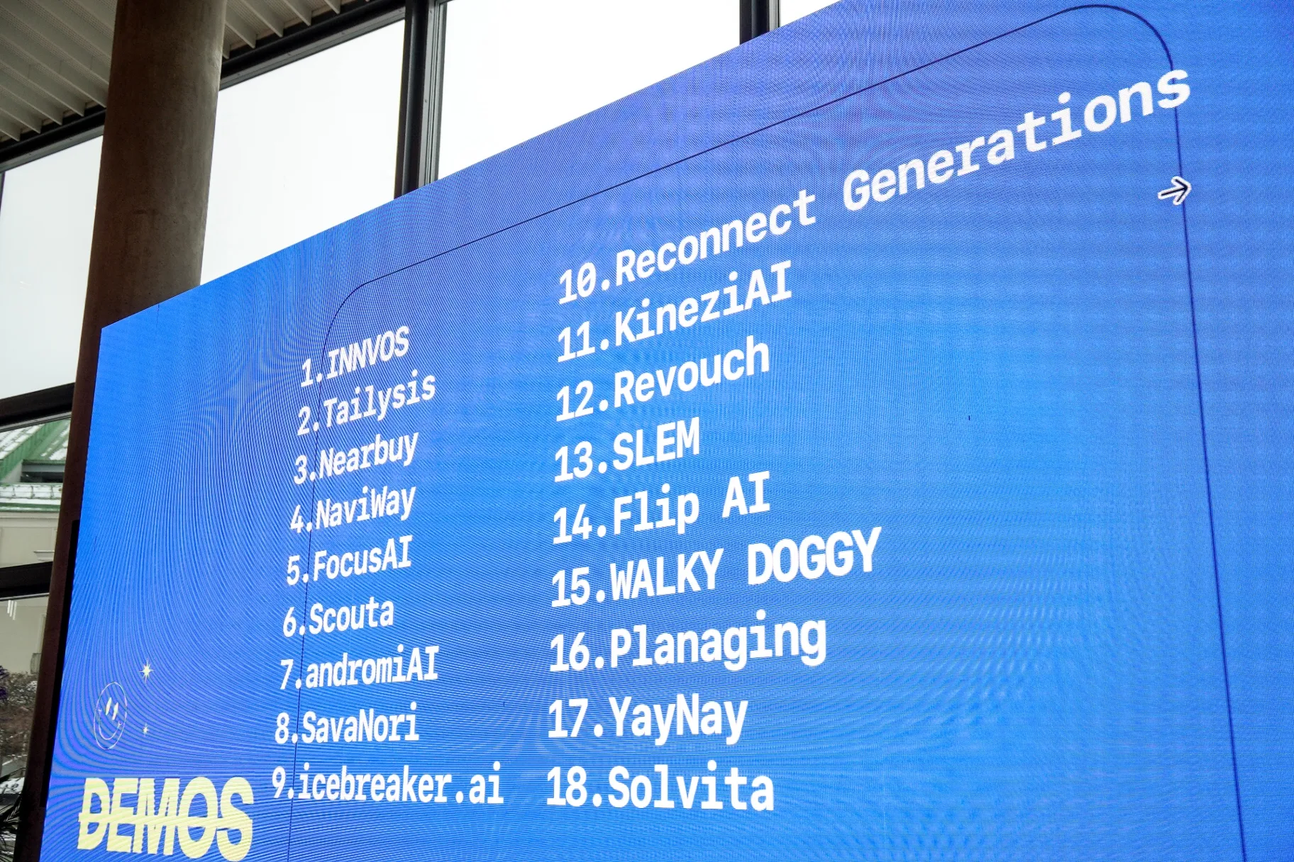 Demo Day pitching teams list including FlipAI