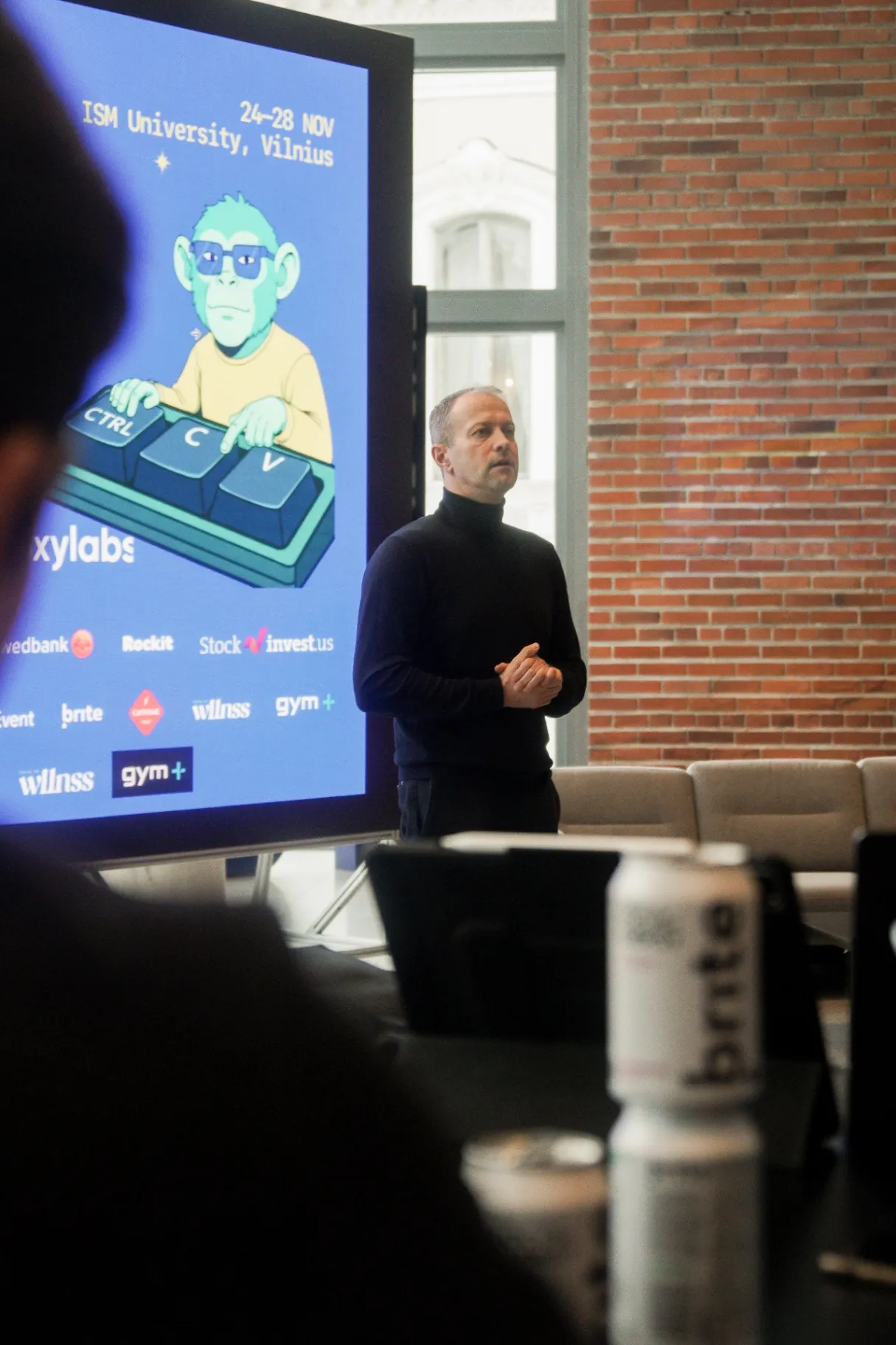 Dalius, CEO of ISM, giving the opening speech