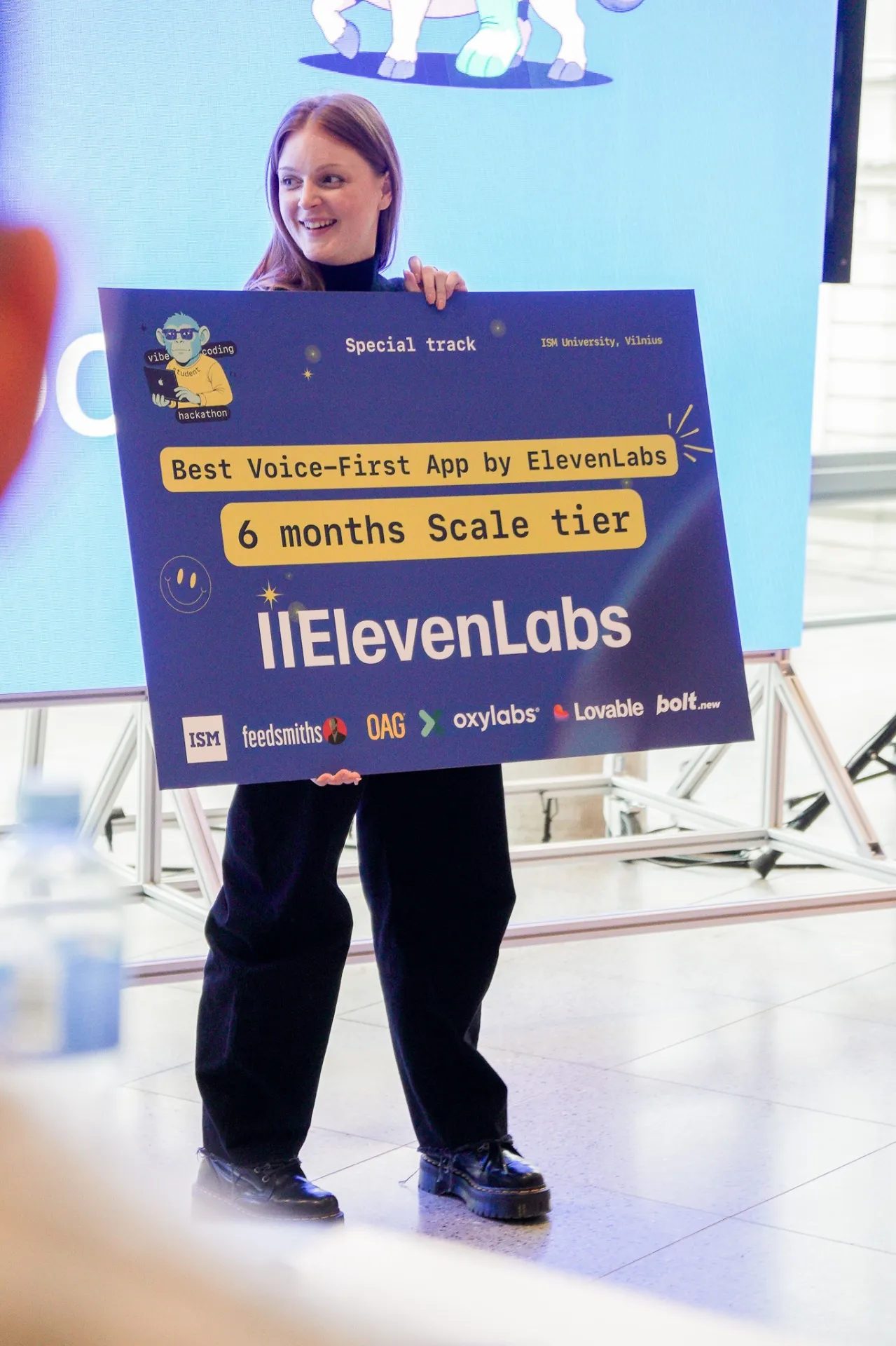 ElevenLabs Best Voice-First App winner with prize check