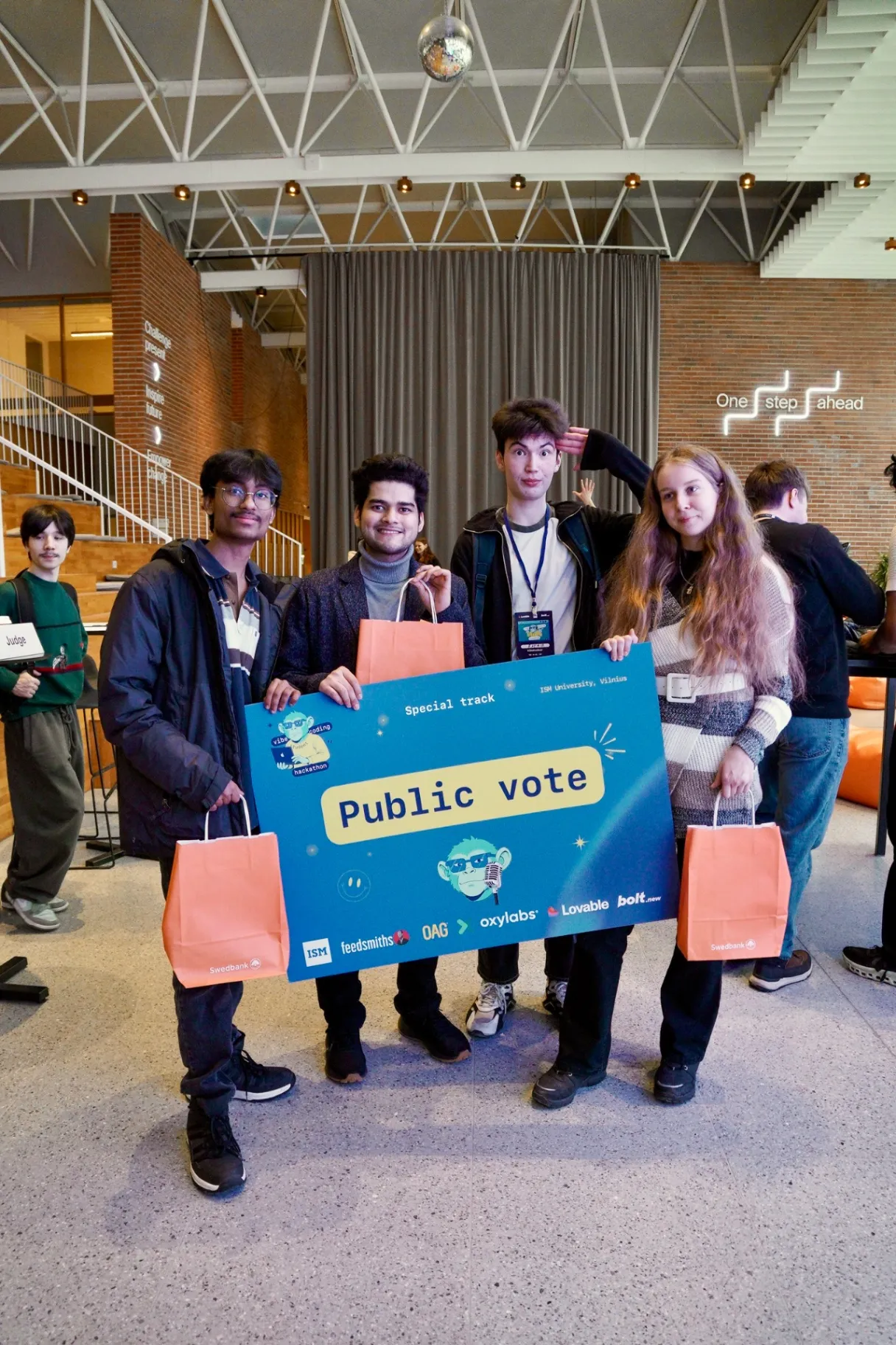 Walky Doggy team receiving Public Vote prize