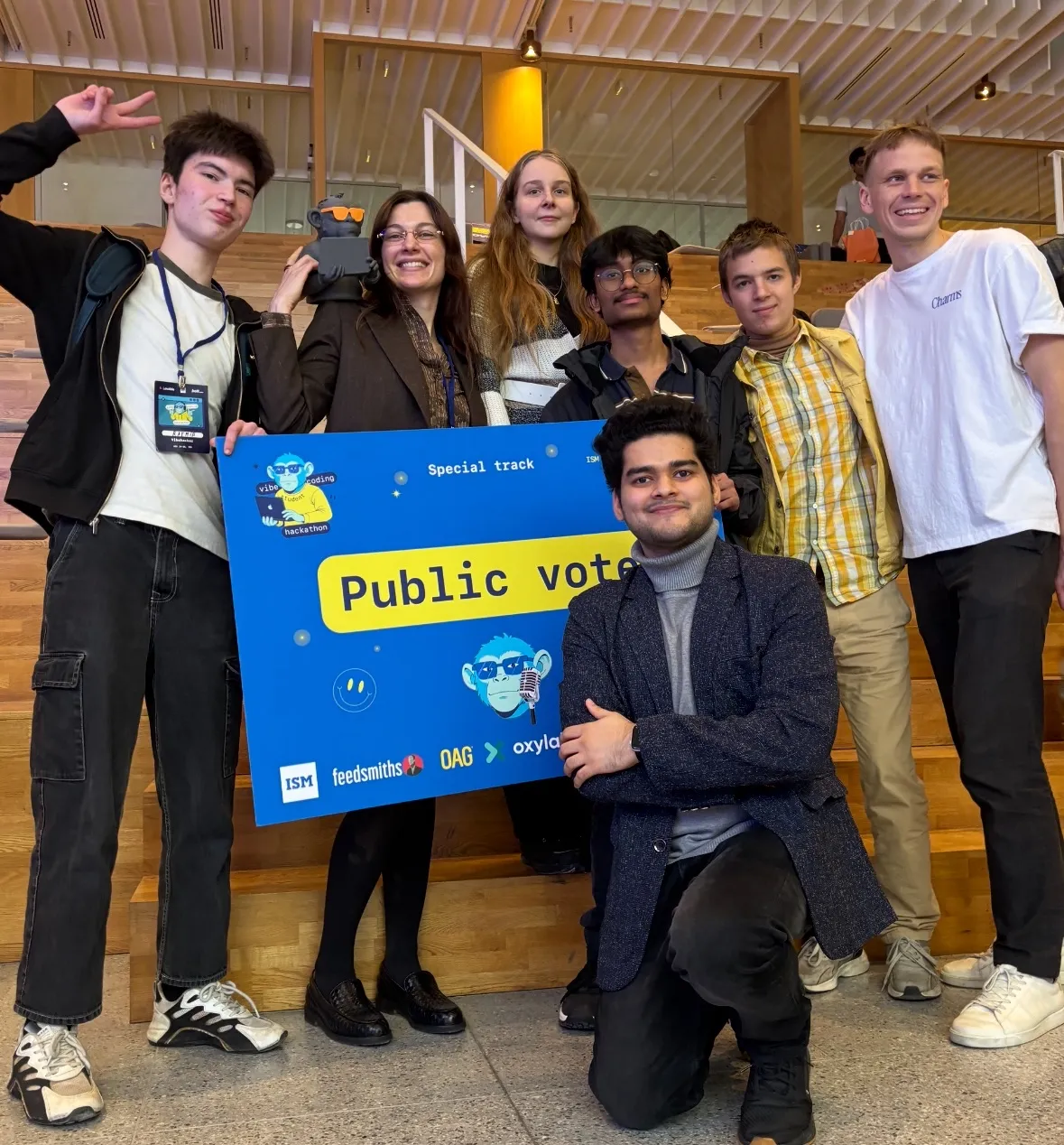 The full Walky Doggy team receiving the Public Vote prize